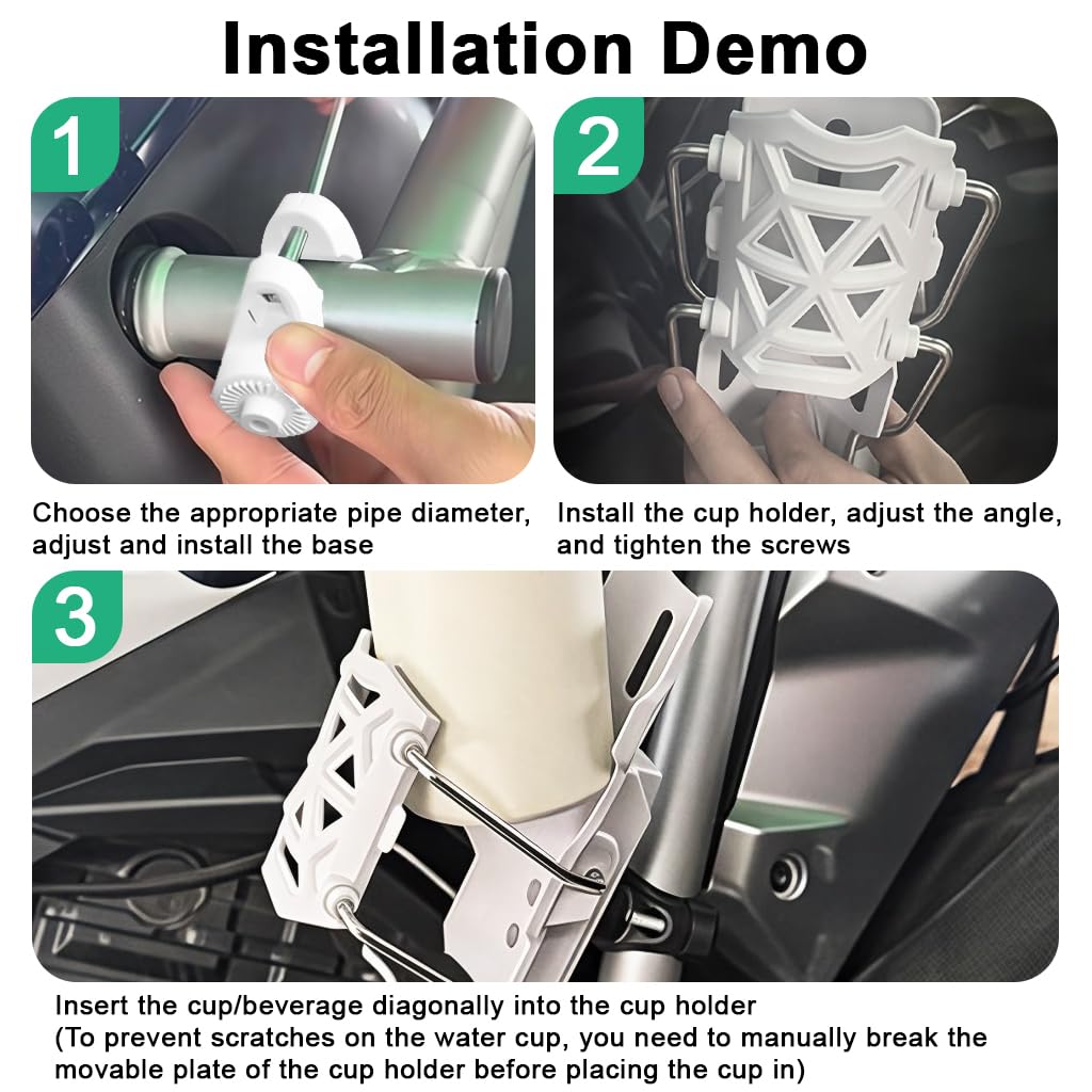 CAGE SERIES - Motorcycle Water Bottle Adjustable Rack/Holder  2.0 | 360° Rotation Adjust - ( UNIVERSAL) - PEARL WHITE