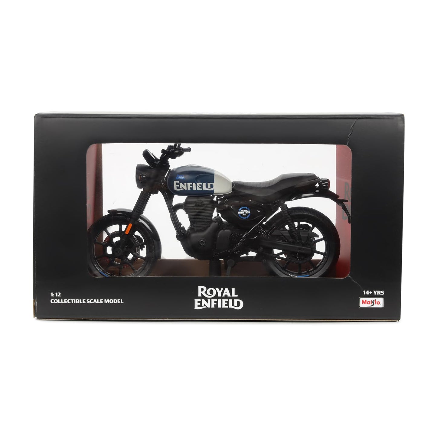 Royal Enfield Hunter 350 Scale Model | 1:12 Diecast Metal & Plastic | Working Suspension & Side Stand | Steerable Handlebars | Free-Rolling Wheels | Authentic Mirrors|Collectors Essential Rebel Blue