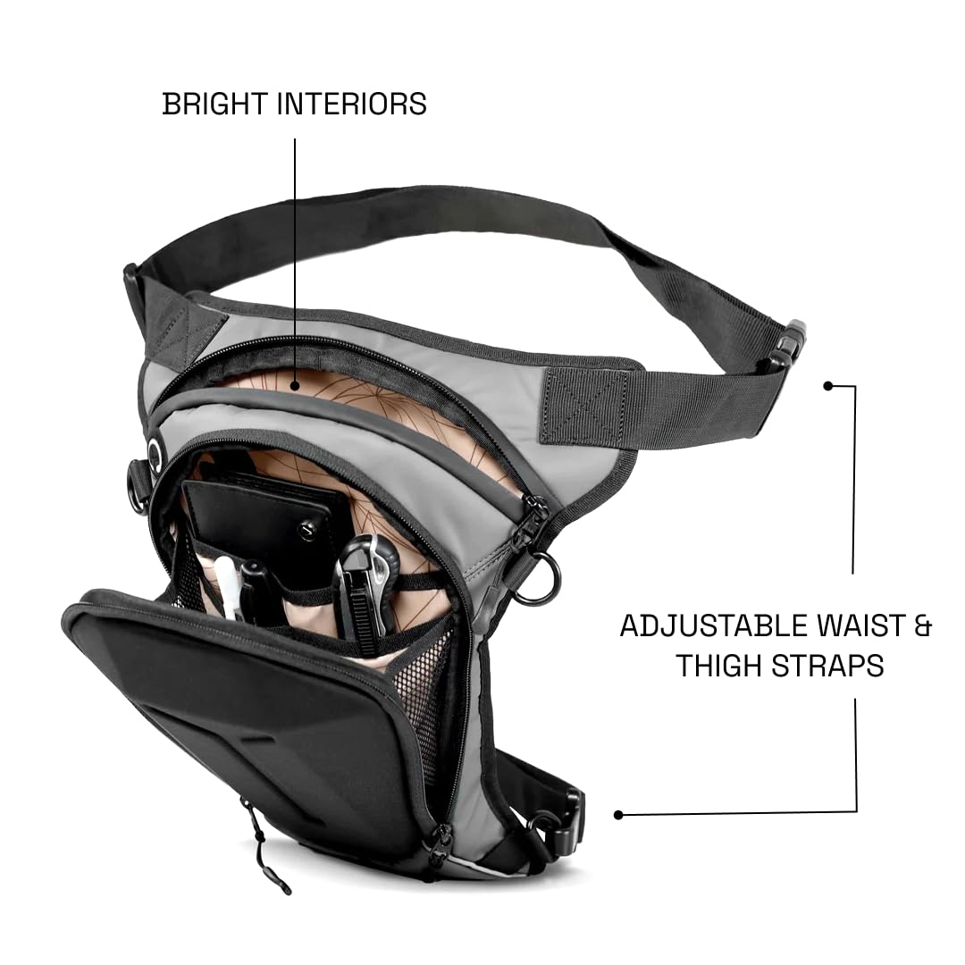 Carbonado Turtle Unisex Waist Bag | Multipurpose Utility Waist Pouch | Cross Body | Strap to Leg or Hip | for Motorcycling, Outdoor, Hiking, Adventure and Travel - BLACK