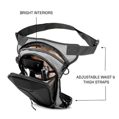 Carbonado Turtle Unisex Waist Bag | Multipurpose Utility Waist Pouch | Cross Body | Strap to Leg or Hip | for Motorcycling, Outdoor, Hiking, Adventure and Travel - BLACK