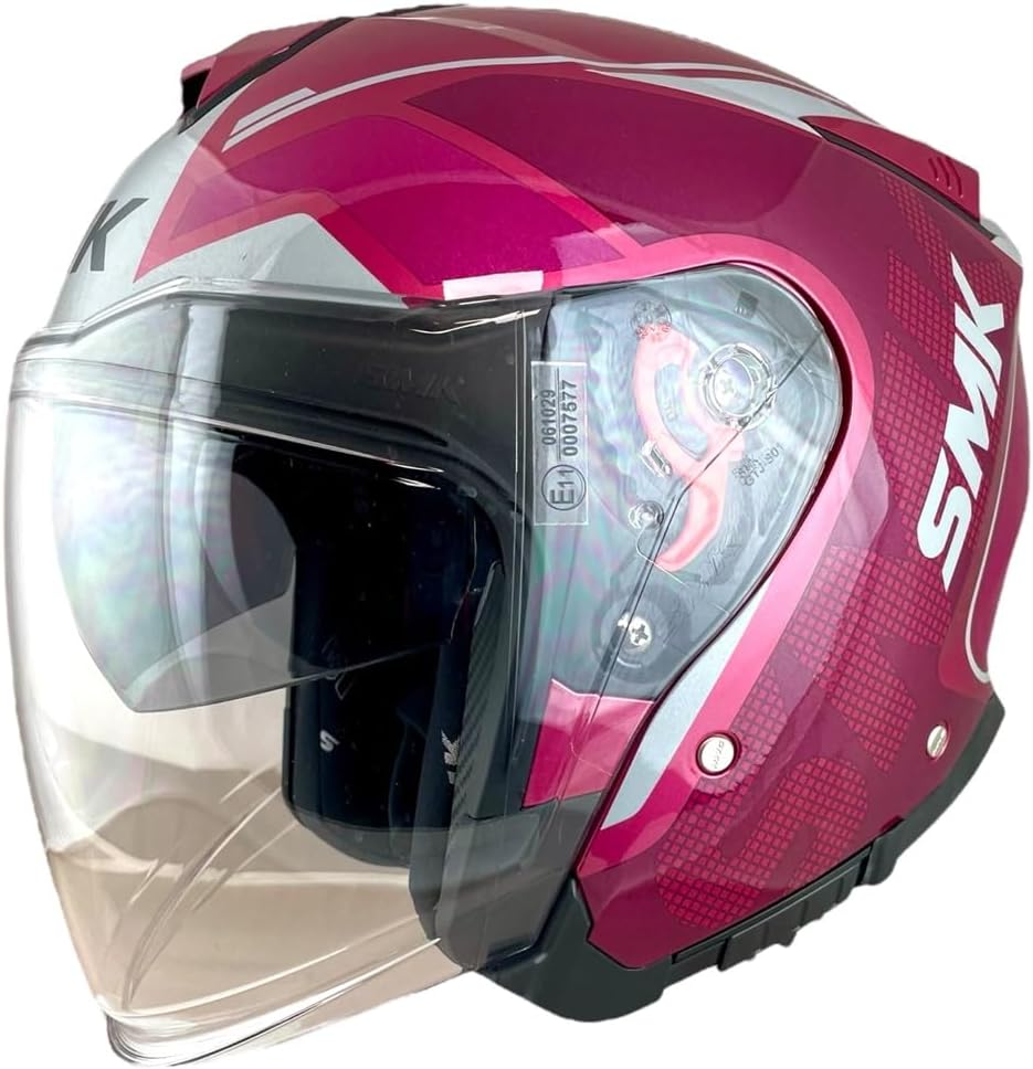 SMK GTJ Tourer open face half helmet - Red White glossy GL363 helmet highlight 