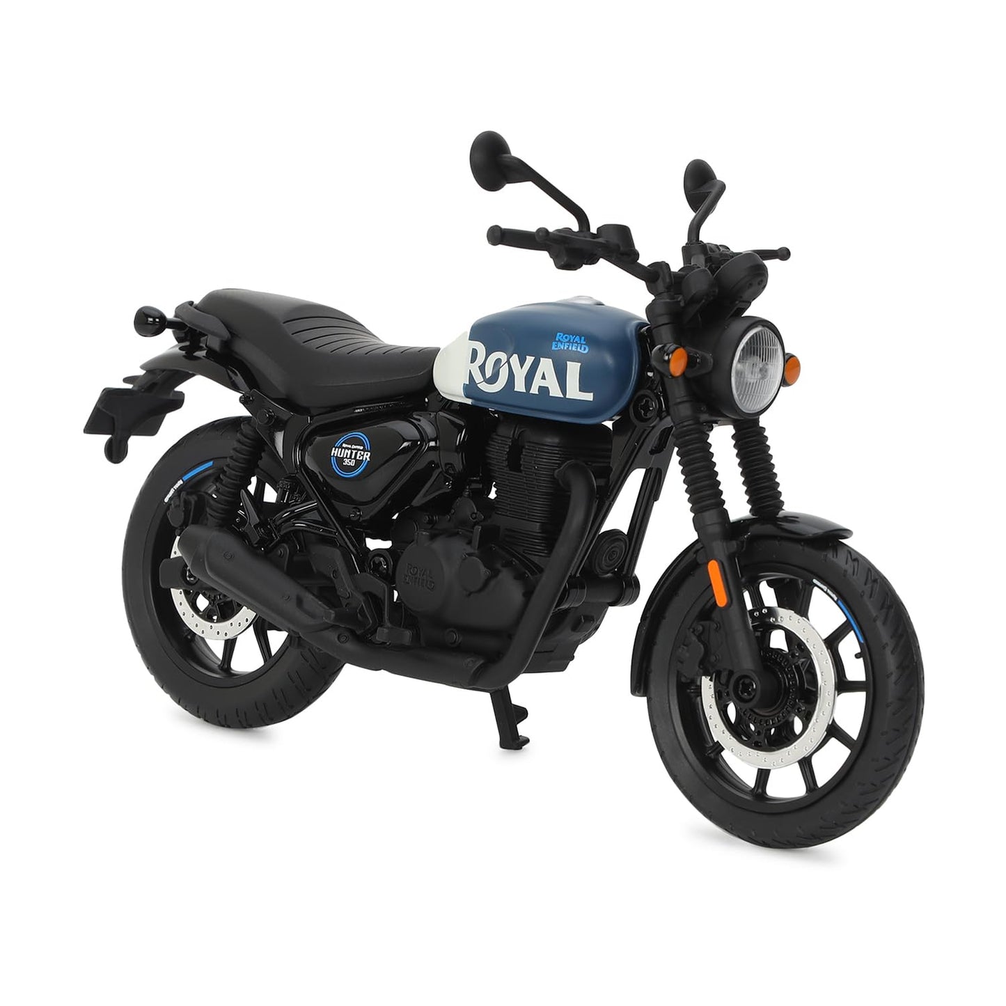 Royal Enfield Hunter 350 Scale Model | 1:12 Diecast Metal & Plastic | Working Suspension & Side Stand | Steerable Handlebars | Free-Rolling Wheels | Authentic Mirrors|Collectors Essential Rebel Blue