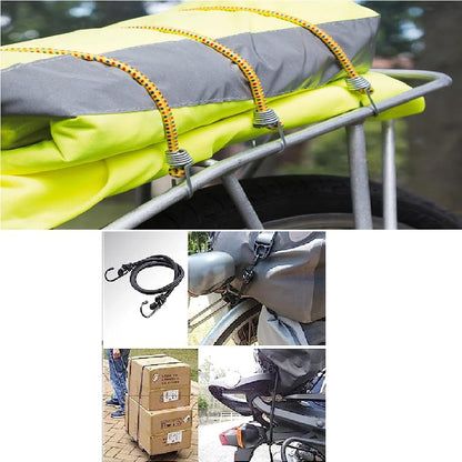SPIKI | Bungee Cord Tie Down Rope | Stretchable Elastic Bungee Shock Cord | Luggage Tying Rope | with Strong Steel Hooks | For Bike Car Travel Use | 5mm thickness - 5 feet