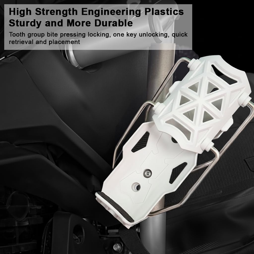 CAGE SERIES - Motorcycle Water Bottle Adjustable Rack/Holder  2.0 | 360° Rotation Adjust - ( UNIVERSAL) - PEARL WHITE