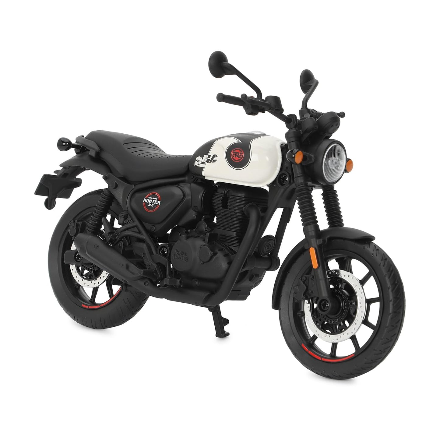 Royal Enfield Hunter 350 Scale Model | 1:12 Diecast Metal & Plastic | Working Suspension&Side Stand | Steerable Handlebars | Free-Rolling Wheels | Authentic Mirrors | Collectors Essential Tokyo Black