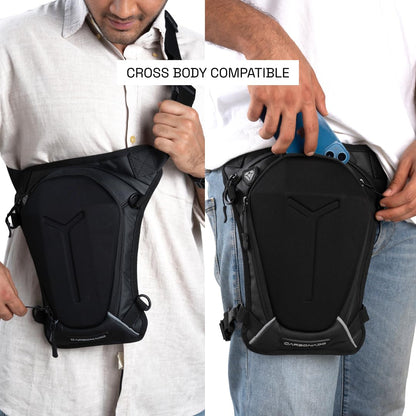 Carbonado Turtle Unisex Waist Bag | Multipurpose Utility Waist Pouch | Cross Body | Strap to Leg or Hip | for Motorcycling, Outdoor, Hiking, Adventure and Travel - BLACK