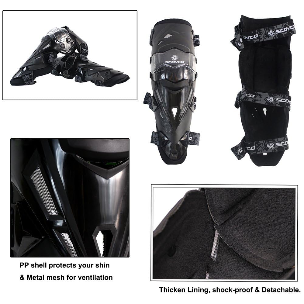Scoyco Motorcycle Bike Racing Riding Knee Guard K12 (BLACK)