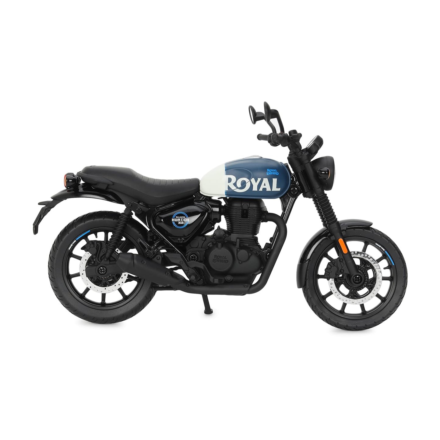 Royal Enfield Hunter 350 Scale Model | 1:12 Diecast Metal & Plastic | Working Suspension & Side Stand | Steerable Handlebars | Free-Rolling Wheels | Authentic Mirrors|Collectors Essential Rebel Blue