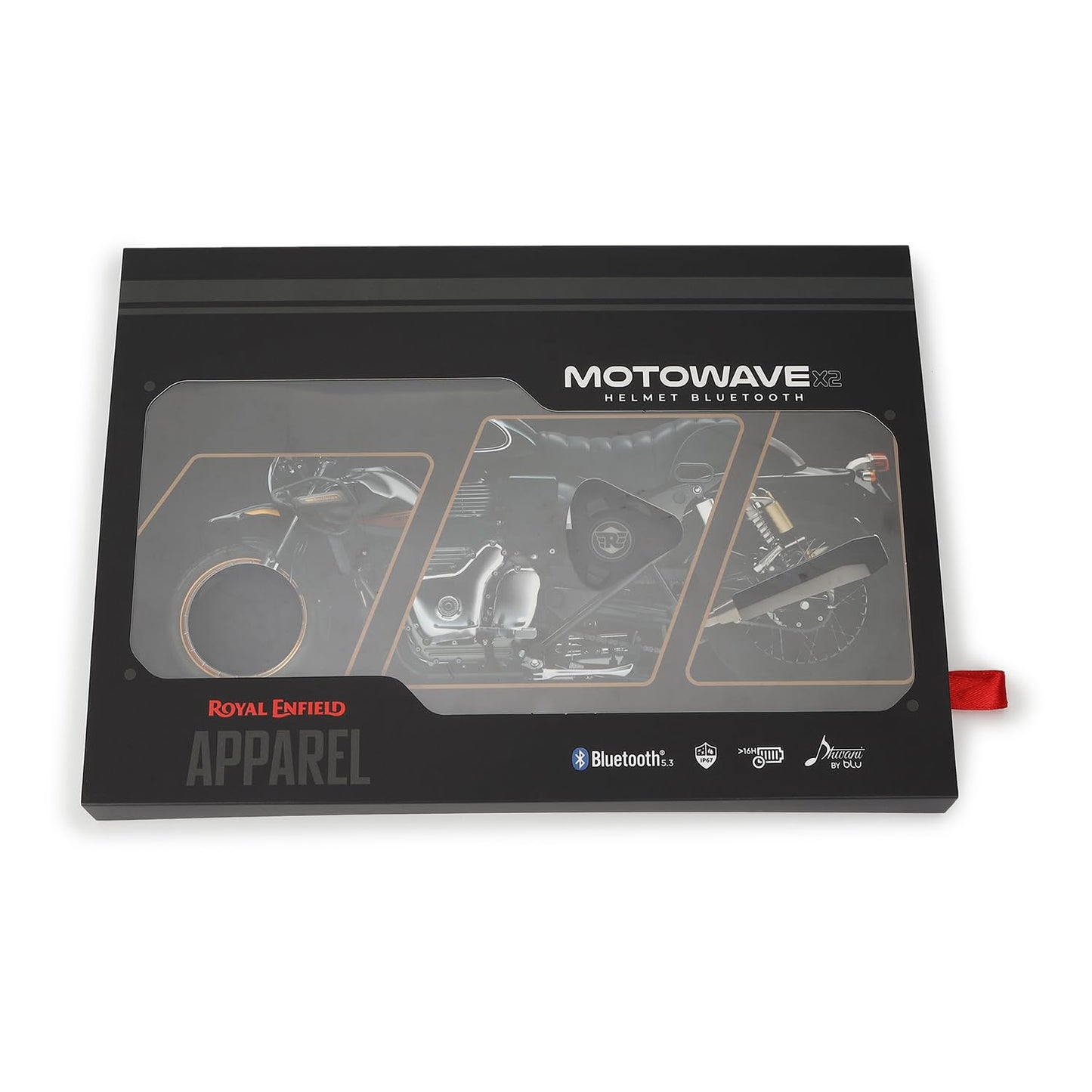 Royal Enfield Motowave X2 Helmet Bluetooth |with Bluetooth 5.3 | Enhanced Noise Filtering |Voice-Audio tech | 16+ Hours Playback Time | IP67 Waterproof Protection | Black One Size