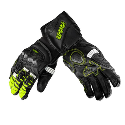 Raida AeroPrix Carbon Edition Motorcycle Gloves | Knox™ SPS Palm Sliders | Dual Wrist Closure | Carbon Fiber Knuckles (Hiviz)
