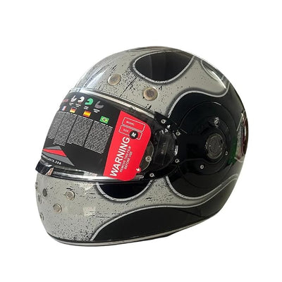 SMK Retro Inferno Helmet - Glossy Black Grey - GL266 - ECE 22.06 Certified