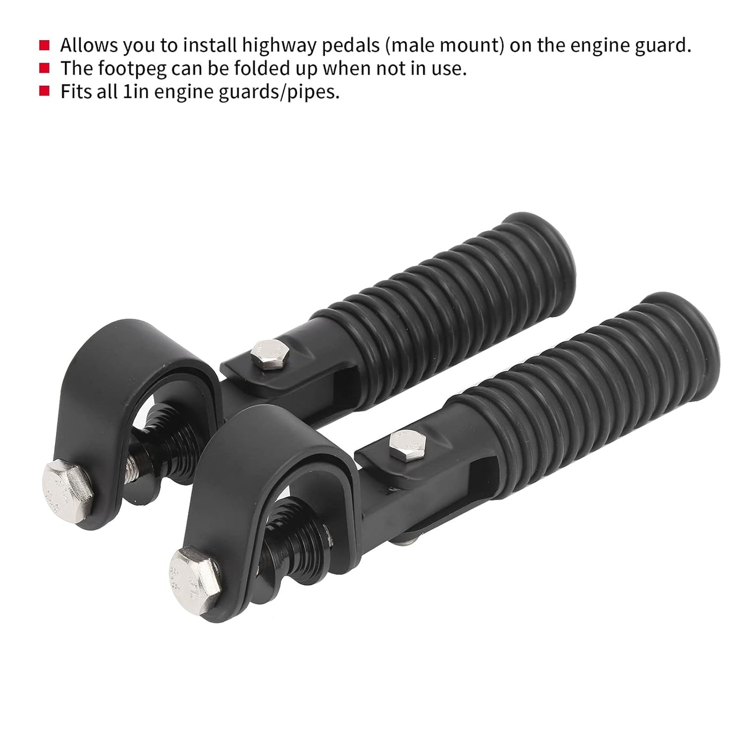 Boltt | Anti-Vibrate Engine Guard / Crash guard | Highway Foot Pegs + Clamps | 360 degree adjustable | Compatible with all motorcycle - STAINLESS STEEL ( ideal for touring and long rides )