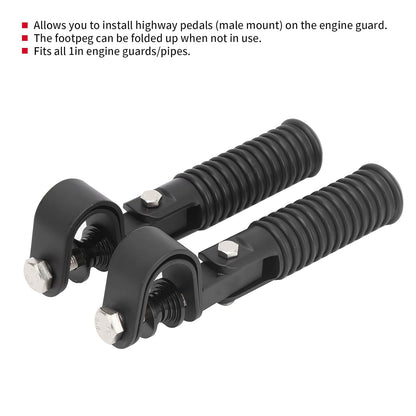 Boltt | Anti-Vibrate Engine Guard / Crash guard | Highway Foot Pegs + Clamps | 360 degree adjustable | Compatible with all motorcycle - STAINLESS STEEL ( ideal for touring and long rides )