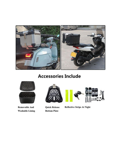 Carbon Edition Aluminium Top Box 45L | Waterproof | Rustproof - BLACK ( COMPATIBLE FOR ALL MOTORCYCLE ) - 1 YEAR WARRANTY LGP