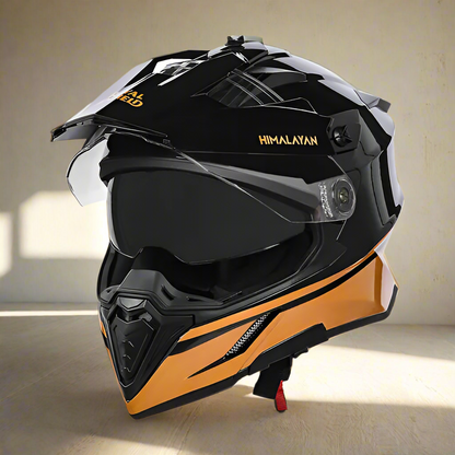 ROYAL ENFIELD OFF ROADING MOTO CROSS OPTIMUS DUAL SPORT HELMET - BLACK & GOLD