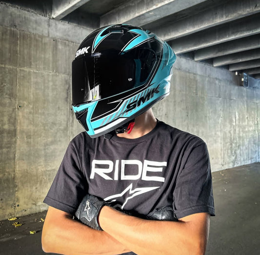 SMK Stellar Sports Adox Gloss Blue White Black (GL512) Helmet