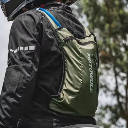 MOTOWOLF MB7 Hydration Backpack( 6l capacity ) with ( 2 ltrs ) bladder | Waterproof | Ideal for motorcycle riders | 2025 Edition - Army Green