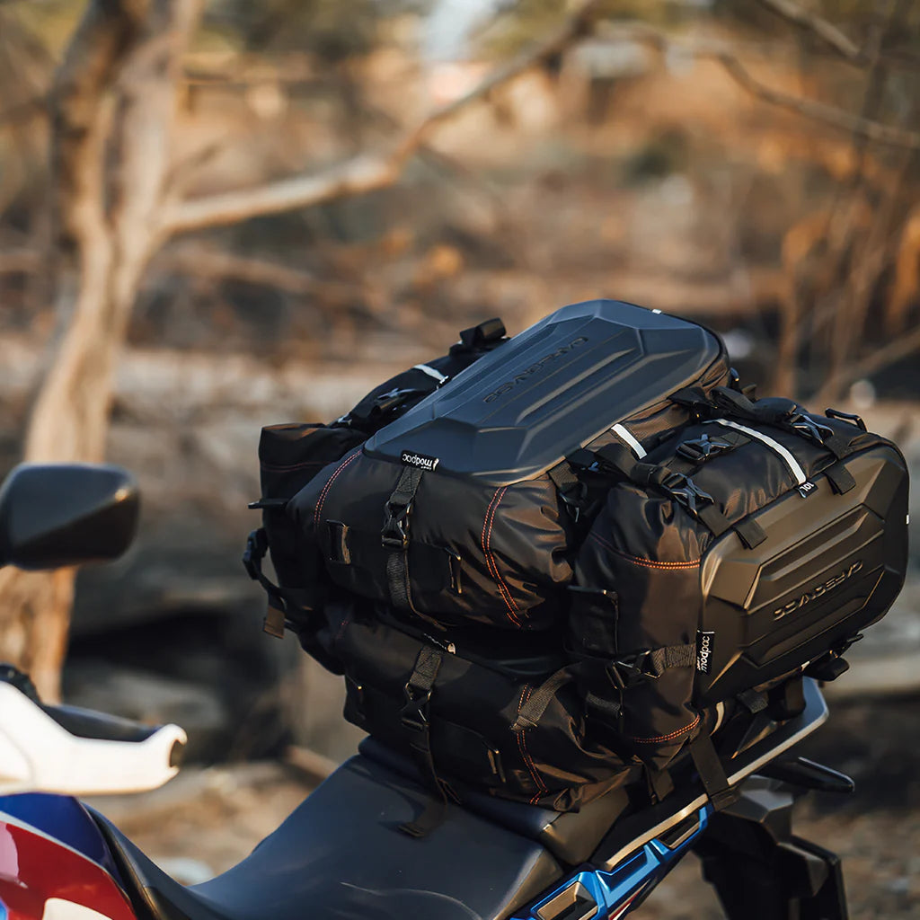 CARBONADO Modpac Pro (Black) | 100% Waterproof Motorcycle Tailpack | Saddle Bag | Crash Guard Bag (Black) | Polyester - 5L/10L/20L/30L ( Pack of 1 )
