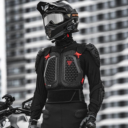 Motowolf Waterproof Mesh Body Protector | CE Level 2 Certified | Four Season | PG1 | Motorcycle Jackets | Anti Fall | Off-road Riding Body Armor - BLACK / RED