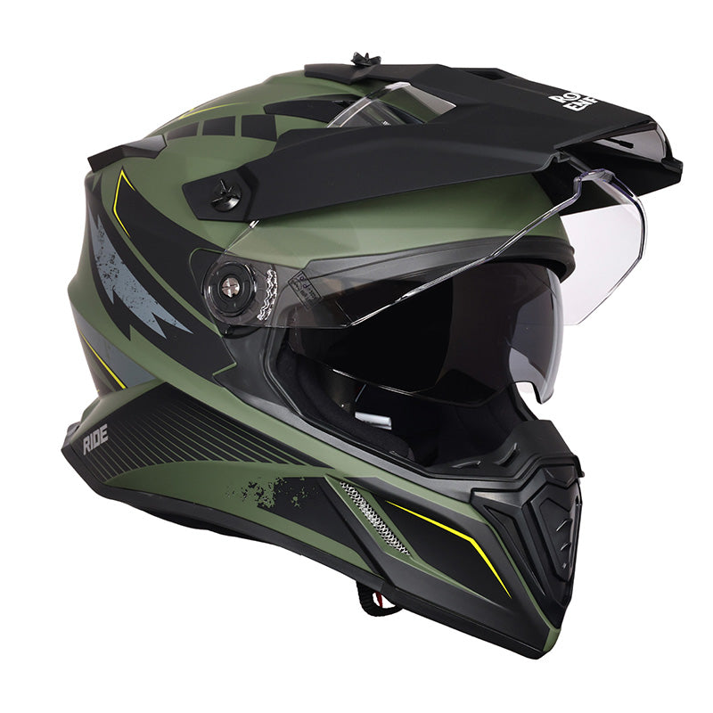 ROYAL ENFIELD OFF ROADING MOTO CROSS OPTIMUS DUAL SPORT HELMET - GREEN