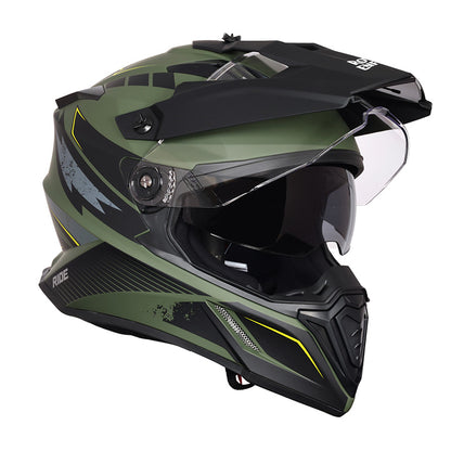 ROYAL ENFIELD OFF ROADING MOTO CROSS OPTIMUS DUAL SPORT HELMET - GREEN