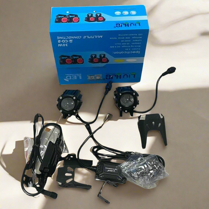 LIU HJG ORIGINAL 60W (30*2) future 1 led mini drive light RED DEVIL EYE LIGHT CO2 MULTIPLE CONNECTING RED+YELLOW+WHITE COLOR WITH SEPRATE HARNESS