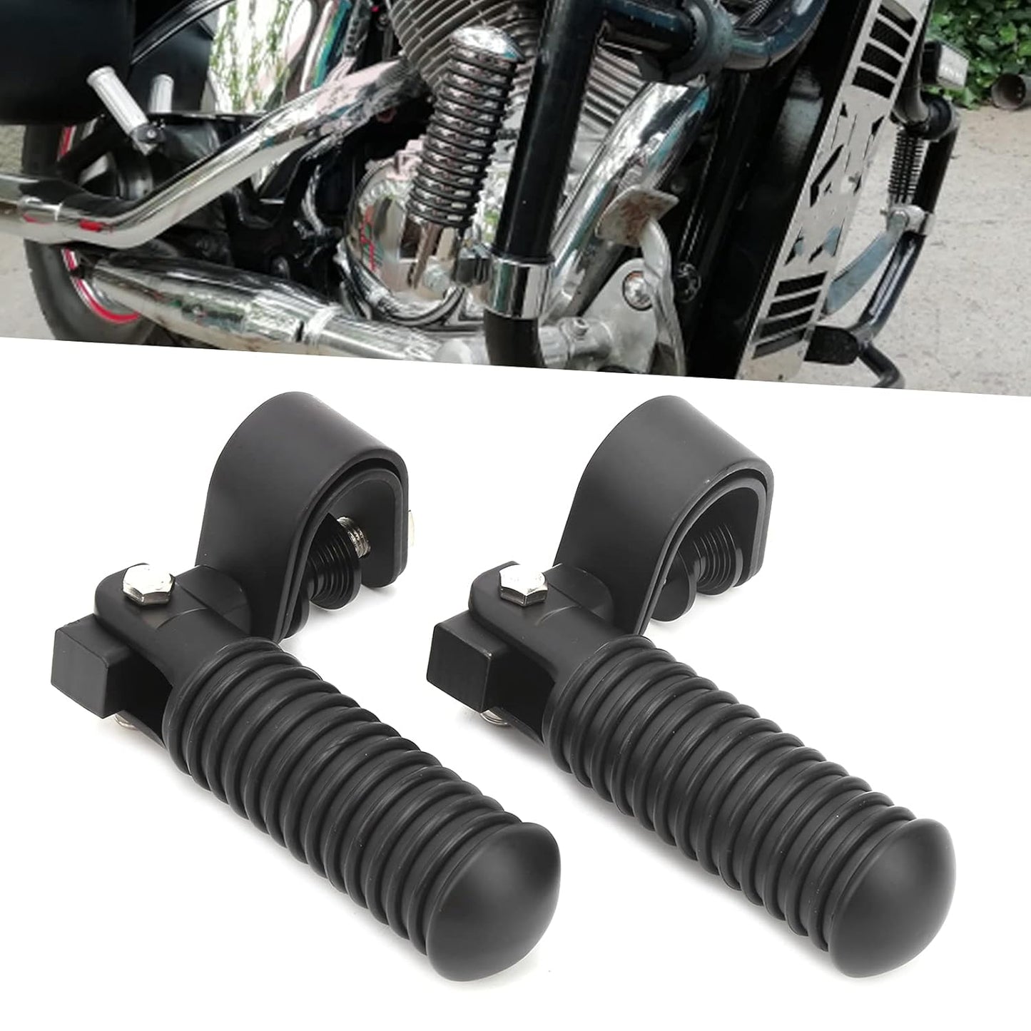 Boltt | Anti-Vibrate Engine Guard / Crash guard | Highway Foot Pegs + Clamps | 360 degree adjustable | Compatible with all motorcycle - STAINLESS STEEL ( ideal for touring and long rides )