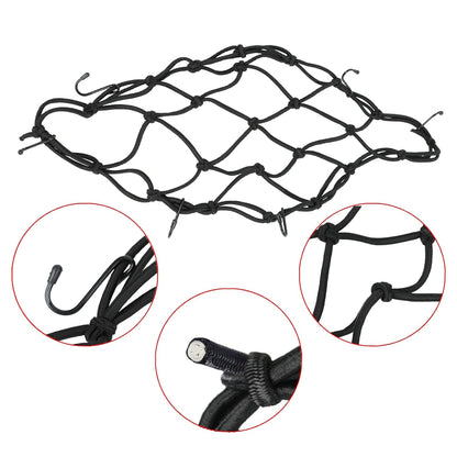 Rider Utility Combo for Motorcycles – Seat Net + Bungee Rope + Water Bottle Holder + Blind Spot Mirror | Universal Bike Accessories Combo