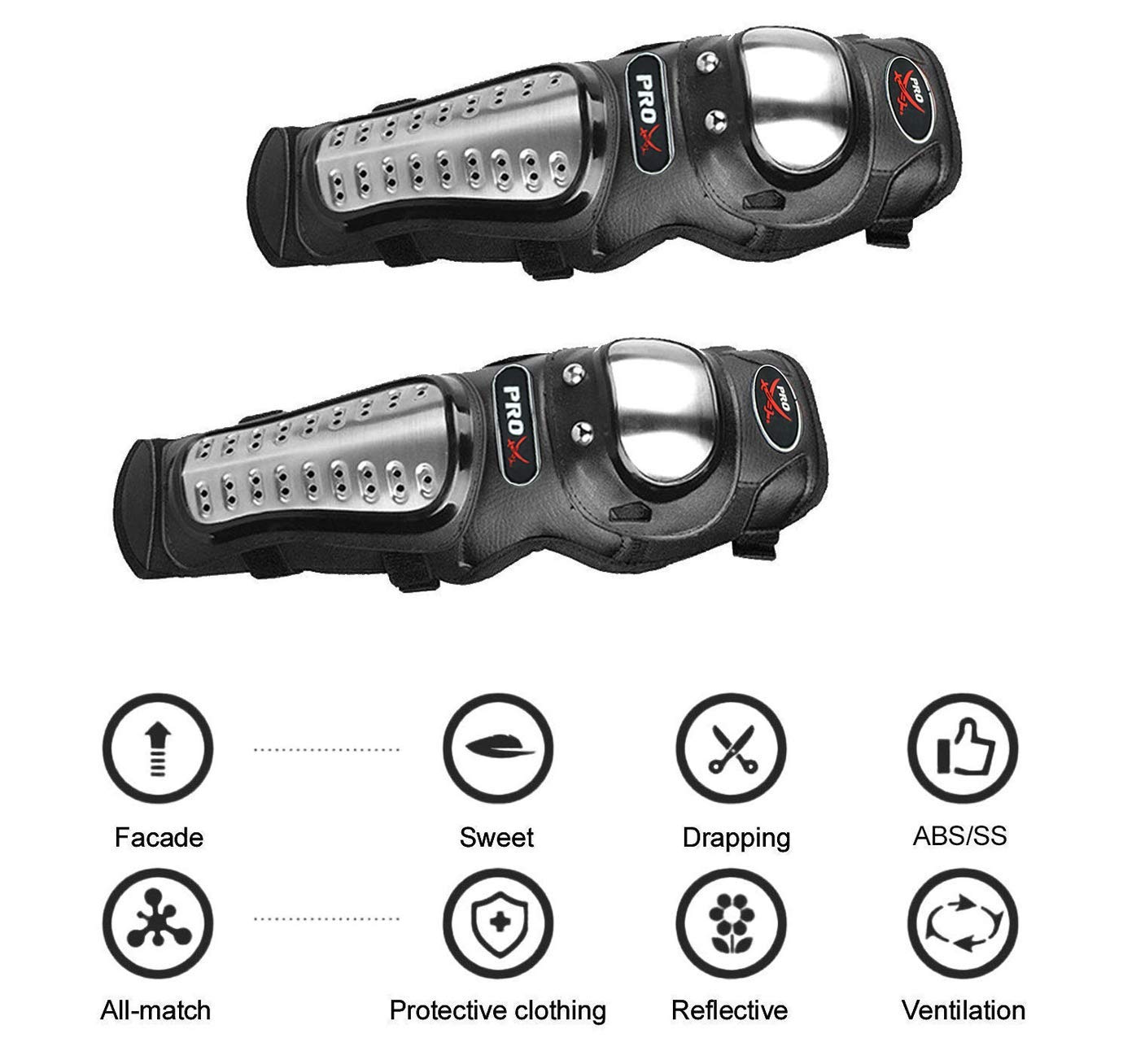 Probiker Pro-X Alloy Stainless Steel Knee Guard Flexible Breathable Adjustable Knee Shin Armor Elbow Protector for Bikers and Riders (Black)