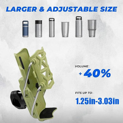 CAGE SERIES - Motorcycle Water Bottle Adjustable Rack/Holder  2.0 | 360° Rotation Adjust - ( UNIVERSAL) - GREEN