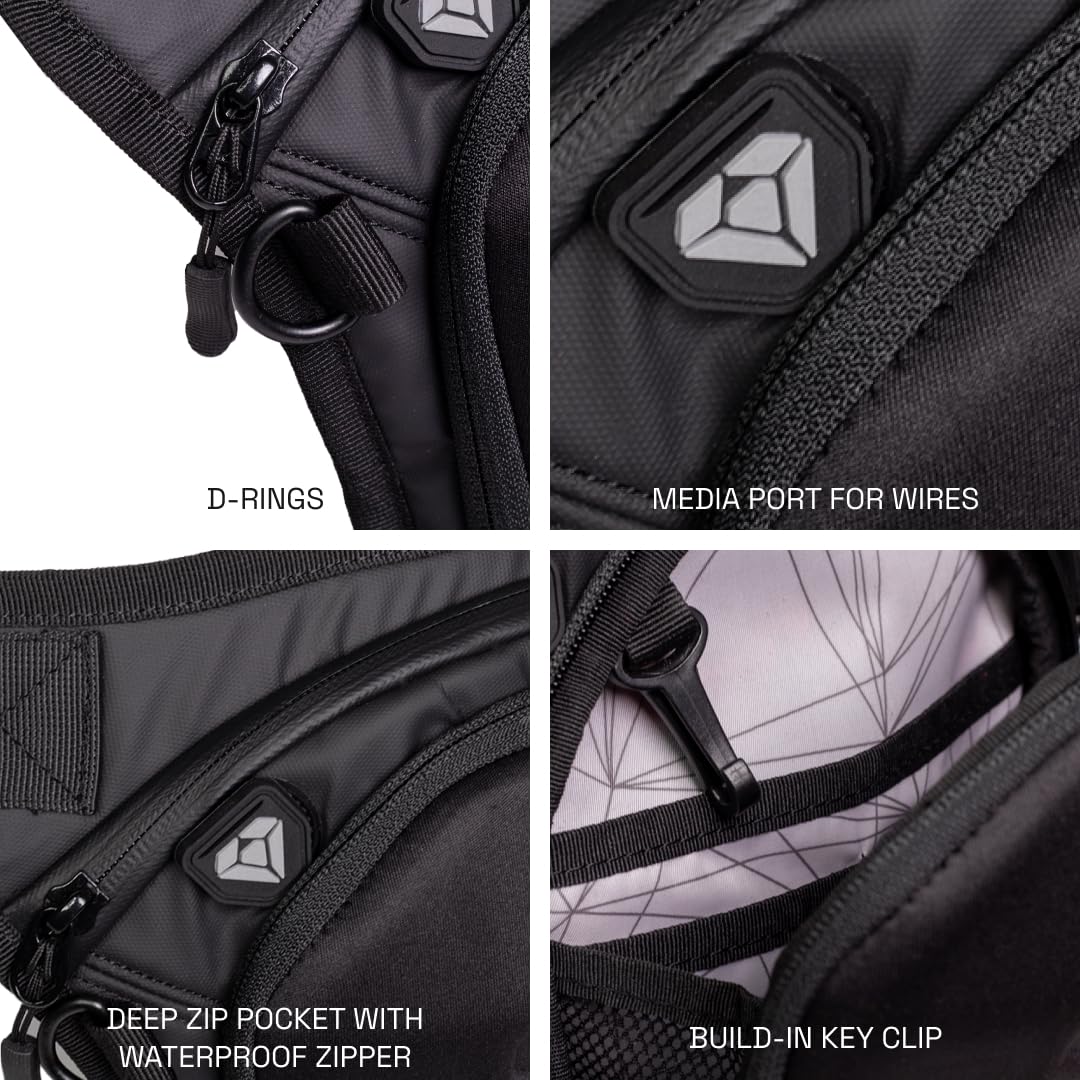 Carbonado Turtle Unisex Waist Bag | Multipurpose Utility Waist Pouch | Cross Body | Strap to Leg or Hip | for Motorcycling, Outdoor, Hiking, Adventure and Travel - BLACK