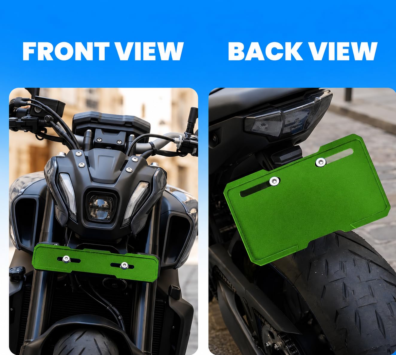 MK RACING CNC Aluminum Alloy Motorcycle License Plate Frame ( Number plate holder ) Set | Front & Rear Holder, Anodized Coating, Universal Fit, Corrosion Resistant, Lightweight Design