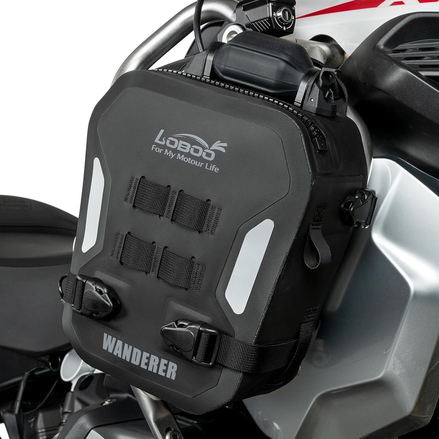Loboo Wanderer  Front Inflatable Bumper Bag / Crashbar bag , Fully Waterproof Motorcycle ，Inflatable protection system Full Waterproof - 6 ltrs