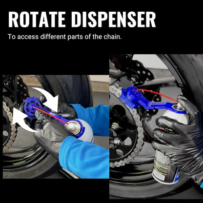 Motorcycle Chain Oiler Spray Attachment for Chains I Universal Chain Lubrication Tool for Bike Maintenance I Fits Any Chain Lube Can I Nozzle Sprayer Dispenser (Blue)
