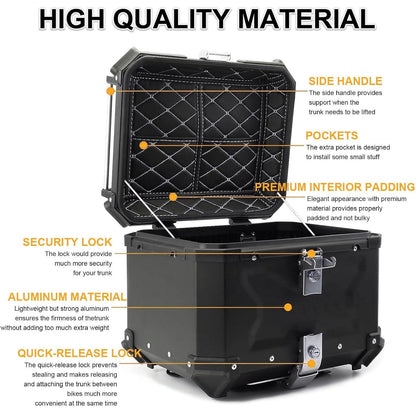TAANC Nomad Atlas Top Box – Stealth Black | 45L Aluminium MC Motorcycle Touring Storage Box