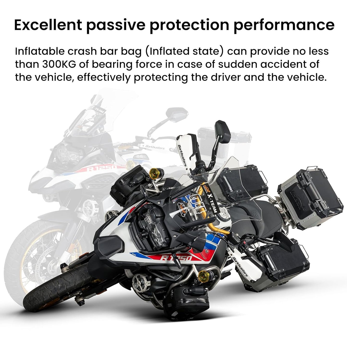 Loboo Wanderer  Front Inflatable Bumper Bag / Crashbar bag , Fully Waterproof Motorcycle ，Inflatable protection system Full Waterproof - 6 ltrs
