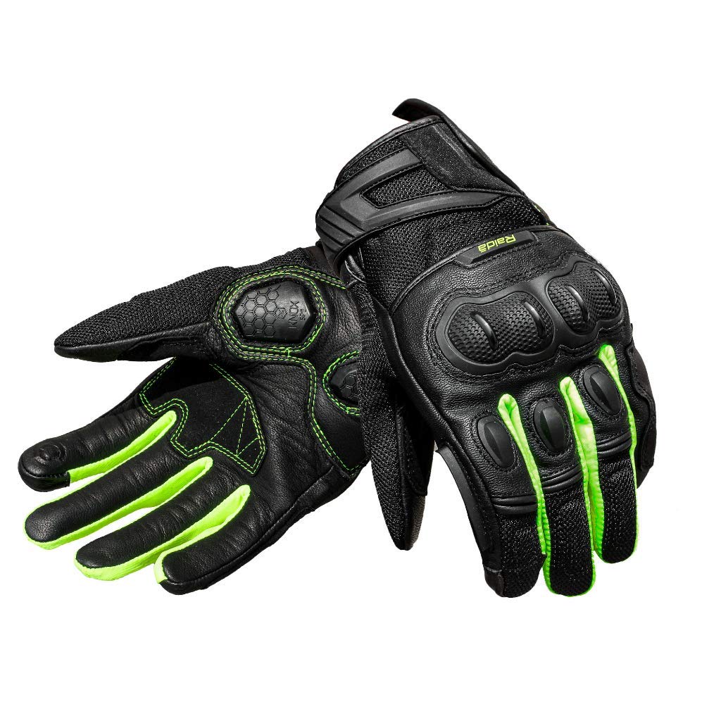 Raida AirWave Motorcycle Gloves (Hi-Viz Black) | all weather ready | KNOX SERIES