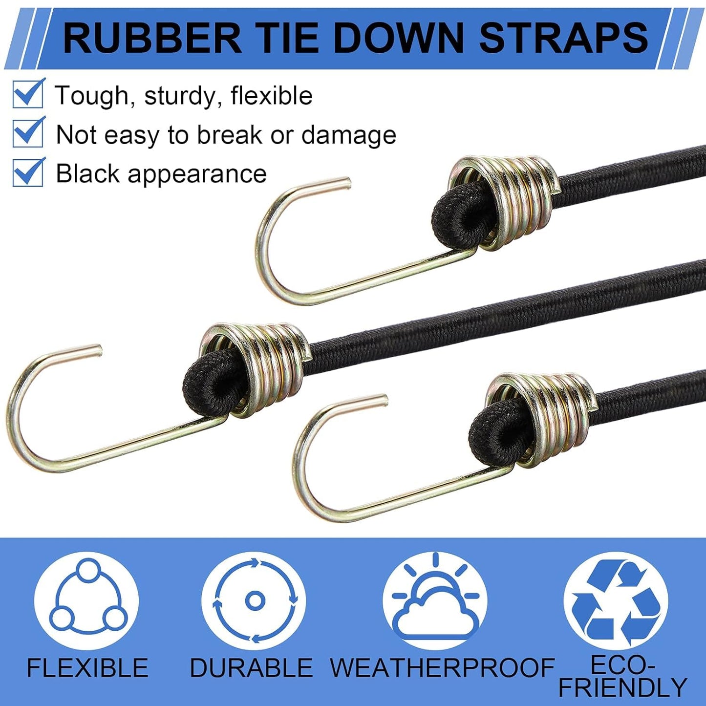 SPIKI | Bungee Cord Tie Down Rope | Stretchable Elastic Bungee Shock Cord | Luggage Tying Rope | with Strong Steel Hooks | For Bike Car Travel Use | 5mm thickness - 5 feet