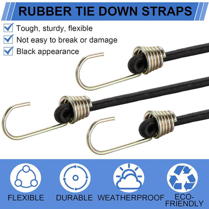 SPIKI | Bungee Cord Tie Down Rope | Stretchable Elastic Bungee Shock Cord | Luggage Tying Rope | with Strong Steel Hooks | For Bike Car Travel Use | 5mm thickness - 5 feet
