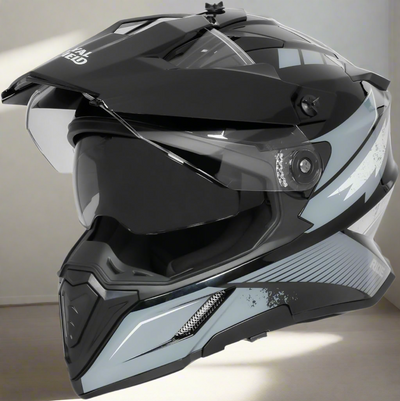 ROYAL ENFIELD Optimus Dual Sport Motocross Helmet | Certification: ISI & DOT |Outer Shell: ABS|Impact Protection: Dual EPS|Double D-Ring Magnetic Lock|UV Treated & Scratch Resistance|Black