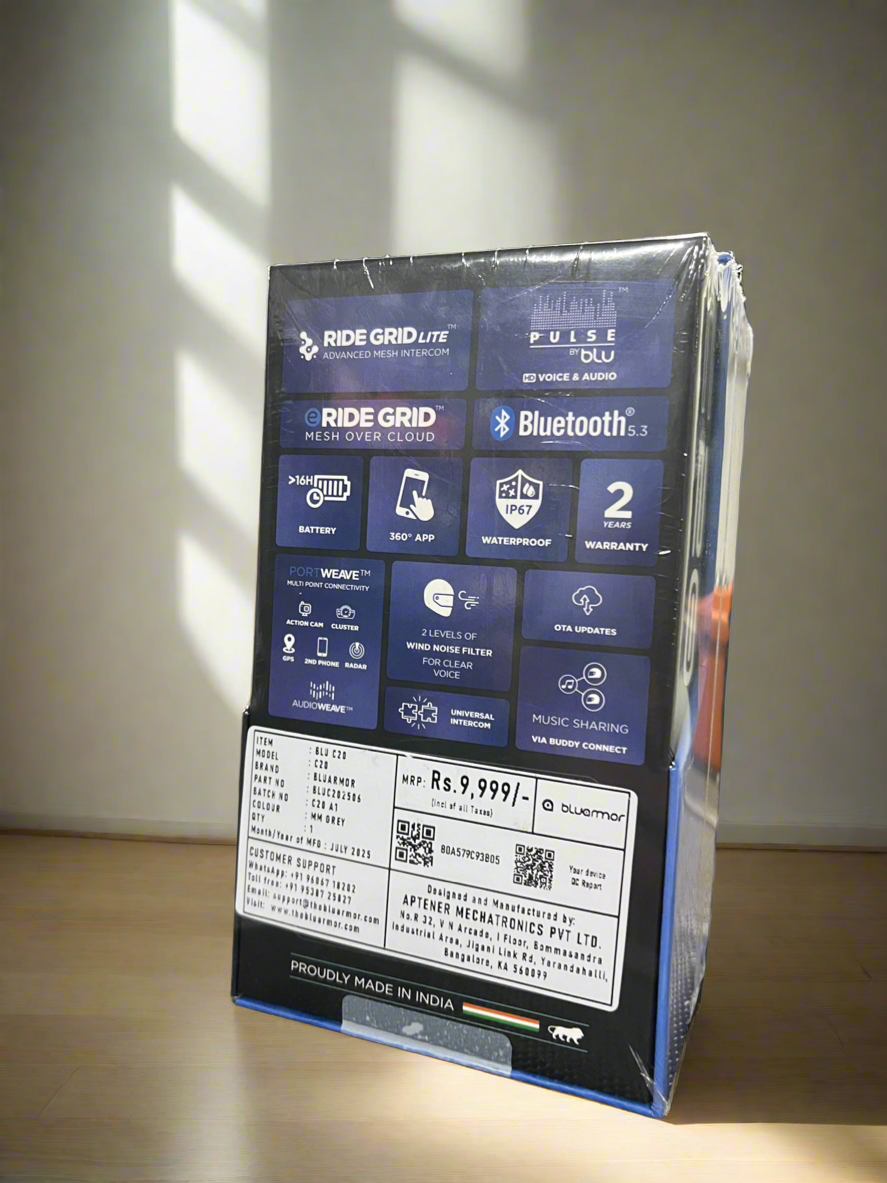 BLUARMOR C20 Intercom system for motorcycles | RIDEGRID™ Lite