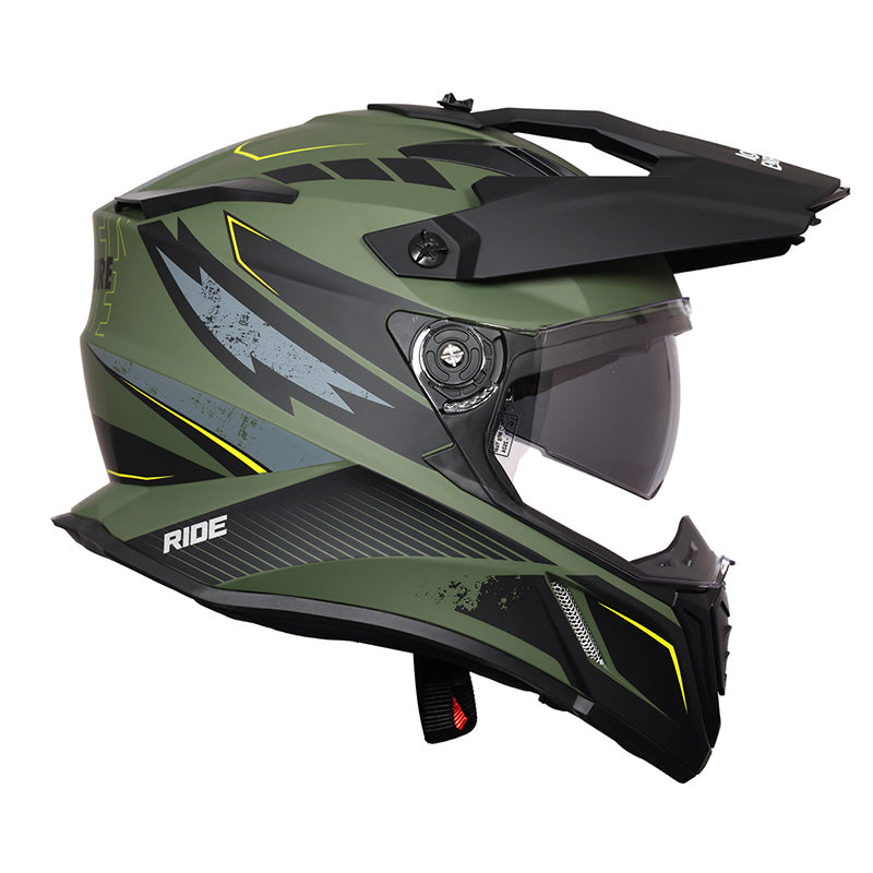 ROYAL ENFIELD OFF ROADING MOTO CROSS OPTIMUS DUAL SPORT HELMET - GREEN