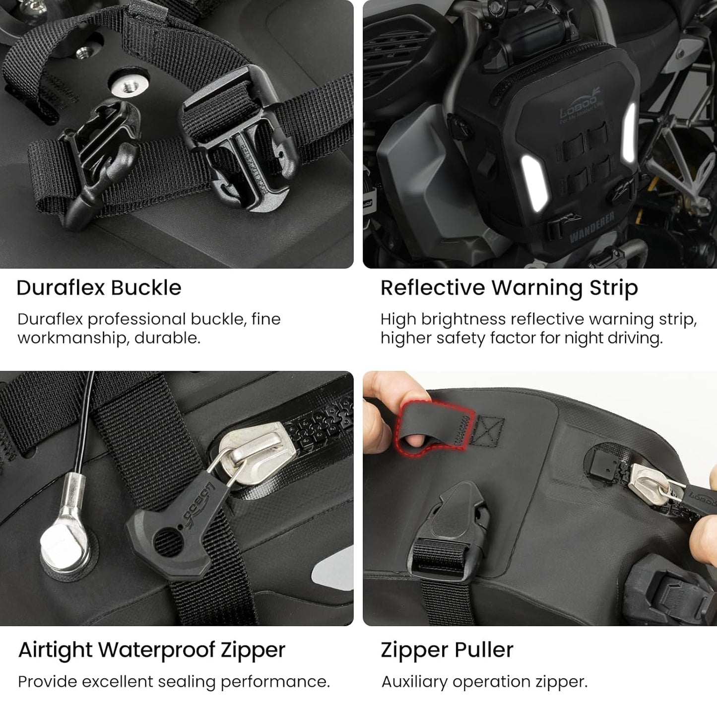 Loboo Wanderer  Front Inflatable Bumper Bag / Crashbar bag , Fully Waterproof Motorcycle ，Inflatable protection system Full Waterproof - 6 ltrs