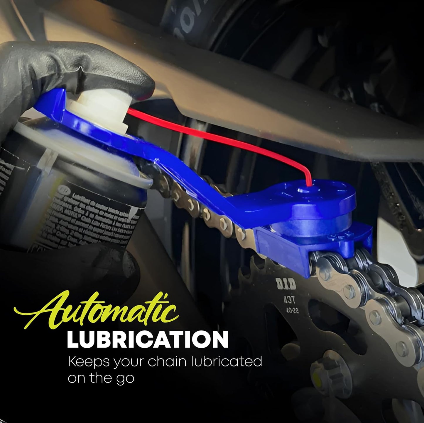 Motorcycle Chain Oiler Spray Attachment for Chains I Universal Chain Lubrication Tool for Bike Maintenance I Fits Any Chain Lube Can I Nozzle Sprayer Dispenser (Blue)