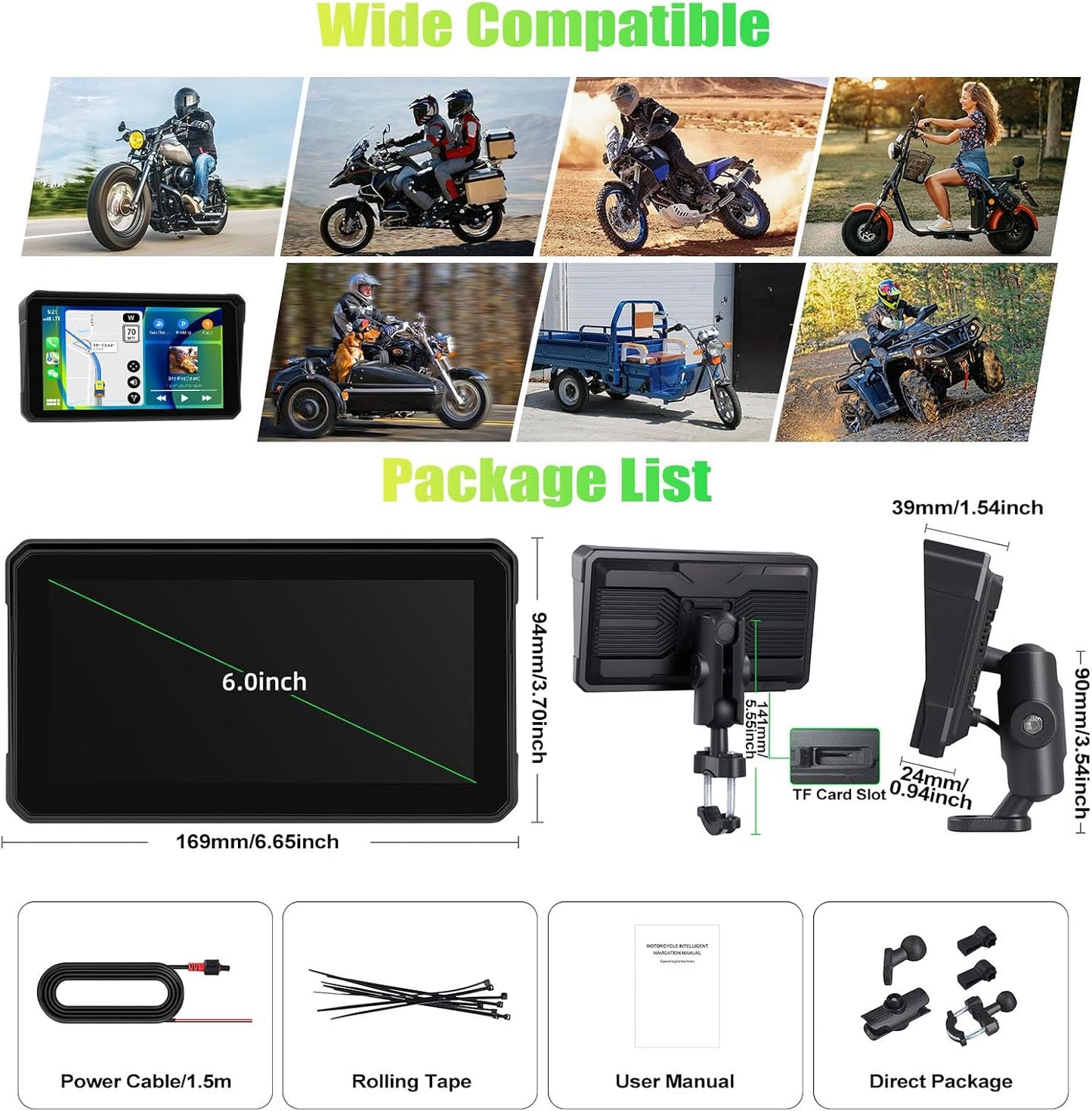 Boltt Pro Quick Release | 6-Inch | Motorcycle CarPlay & Android Auto Screen with TPMS & Voice Control | Wireless Apple CarPlay, Bluetooth, IP68 Waterproof | Universal Fit | M590 - 1 Year Warranty