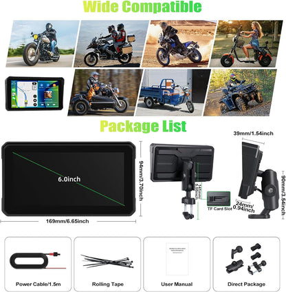 Boltt Pro Quick Release | 6-Inch | Motorcycle CarPlay & Android Auto Screen with TPMS & Voice Control | Wireless Apple CarPlay, Bluetooth, IP68 Waterproof | Universal Fit | M590 - 1 Year Warranty