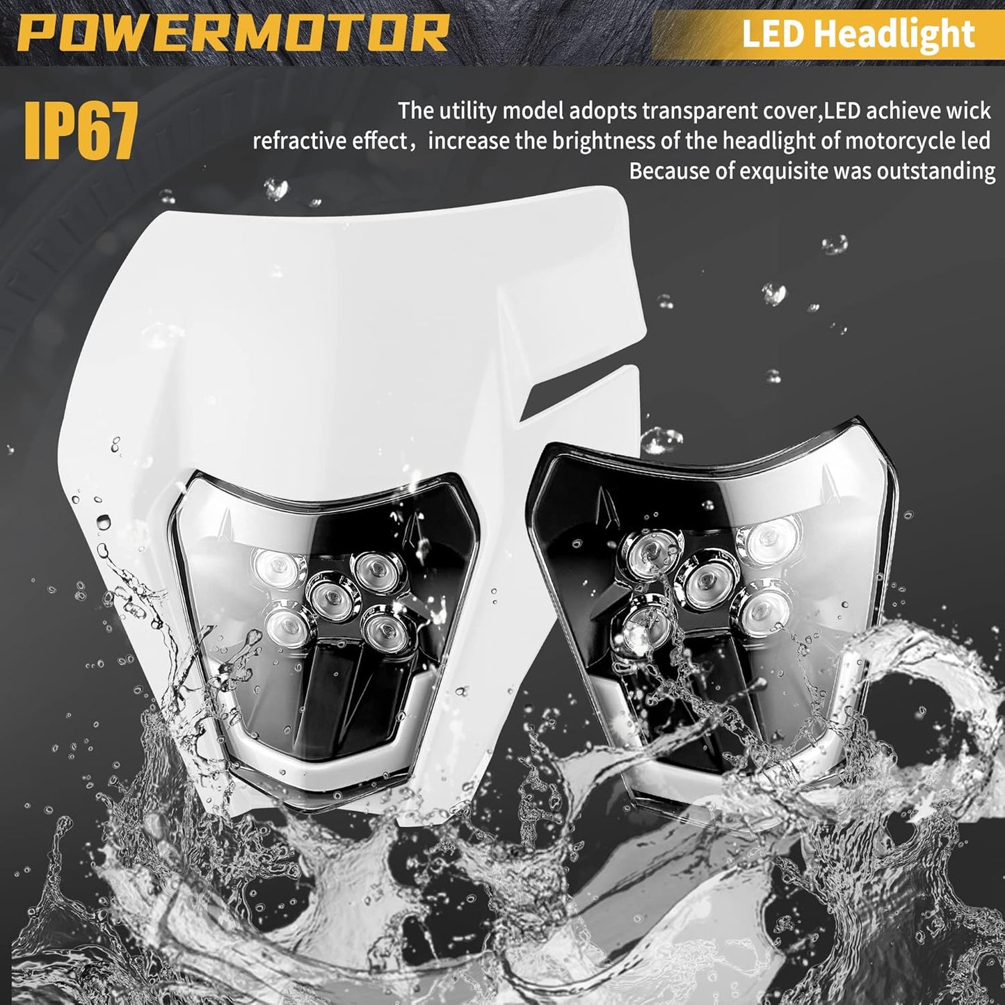 Dirt Bike Headlight,Dirtbike LED Headlights Kit Motorcycle Head Lamp Light Kit Universal for Most Dirt Pit Enduro Bike Motorcycle Headlamp Frontlight for ATV