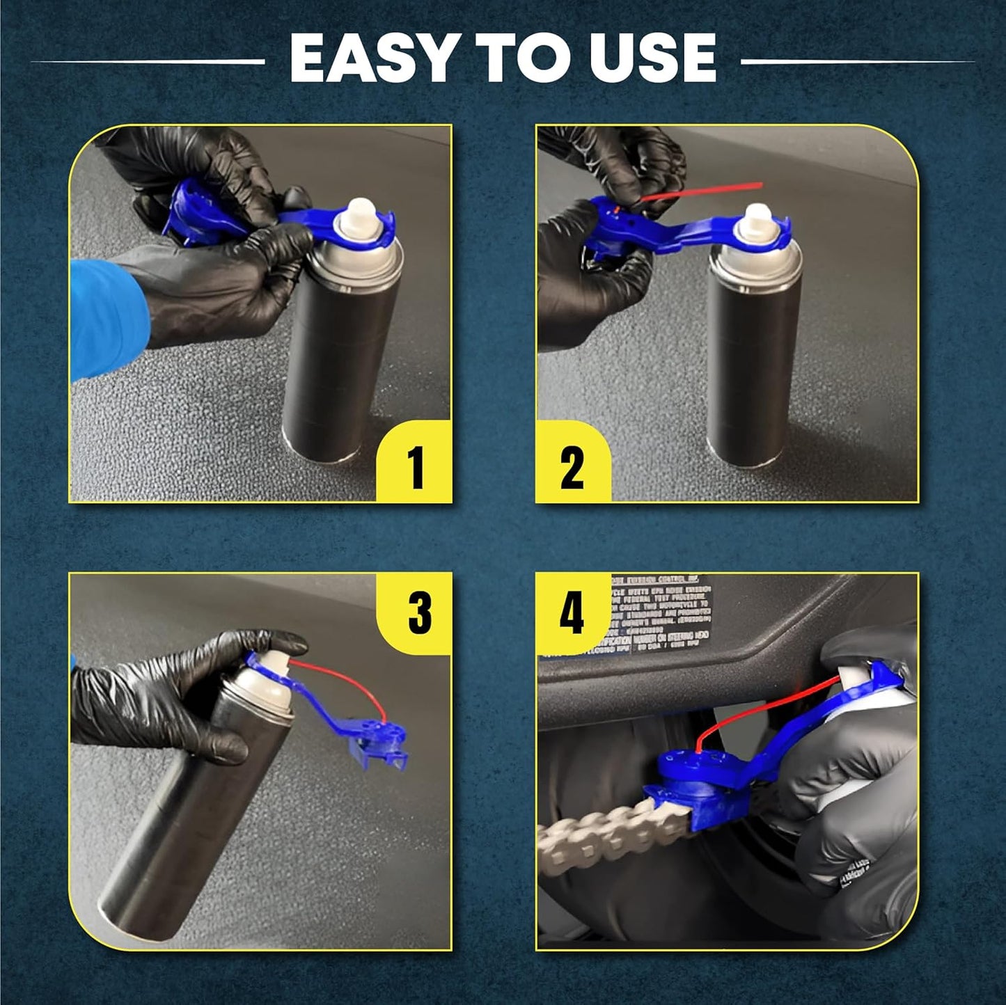 Motorcycle Chain Oiler Spray Attachment for Chains I Universal Chain Lubrication Tool for Bike Maintenance I Fits Any Chain Lube Can I Nozzle Sprayer Dispenser (Blue)