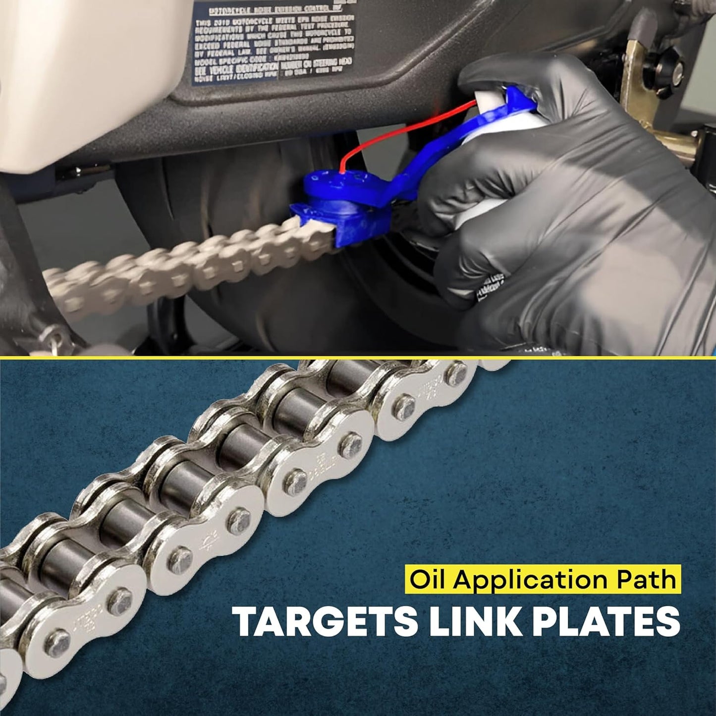 Motorcycle Chain Oiler Spray Attachment for Chains I Universal Chain Lubrication Tool for Bike Maintenance I Fits Any Chain Lube Can I Nozzle Sprayer Dispenser (Blue)