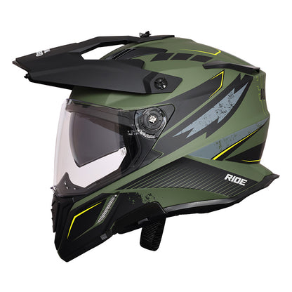 ROYAL ENFIELD OFF ROADING MOTO CROSS OPTIMUS DUAL SPORT HELMET - GREEN